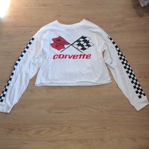 RUE21 WHITE CROPPED CORVETTE LONG SLEEVE